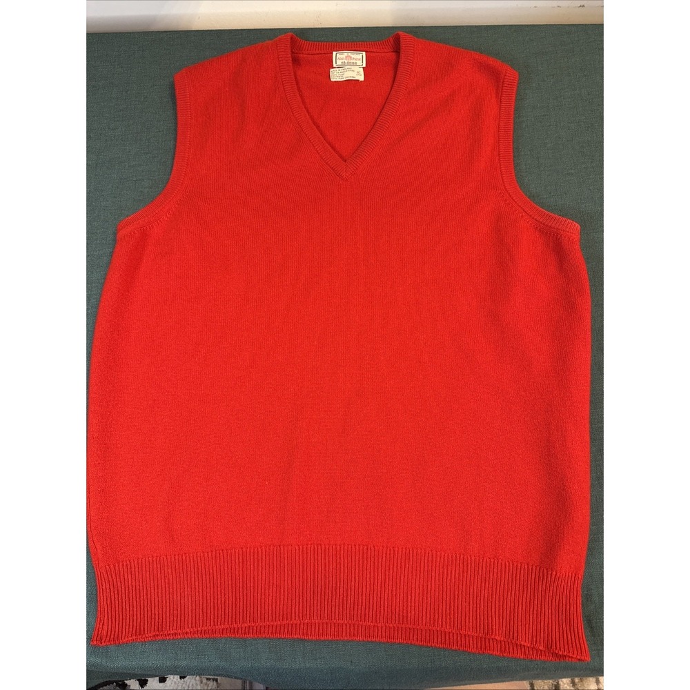 Vintage Alan Paine Cashmere Sweater Vest Mens Size 46 Made In England Red